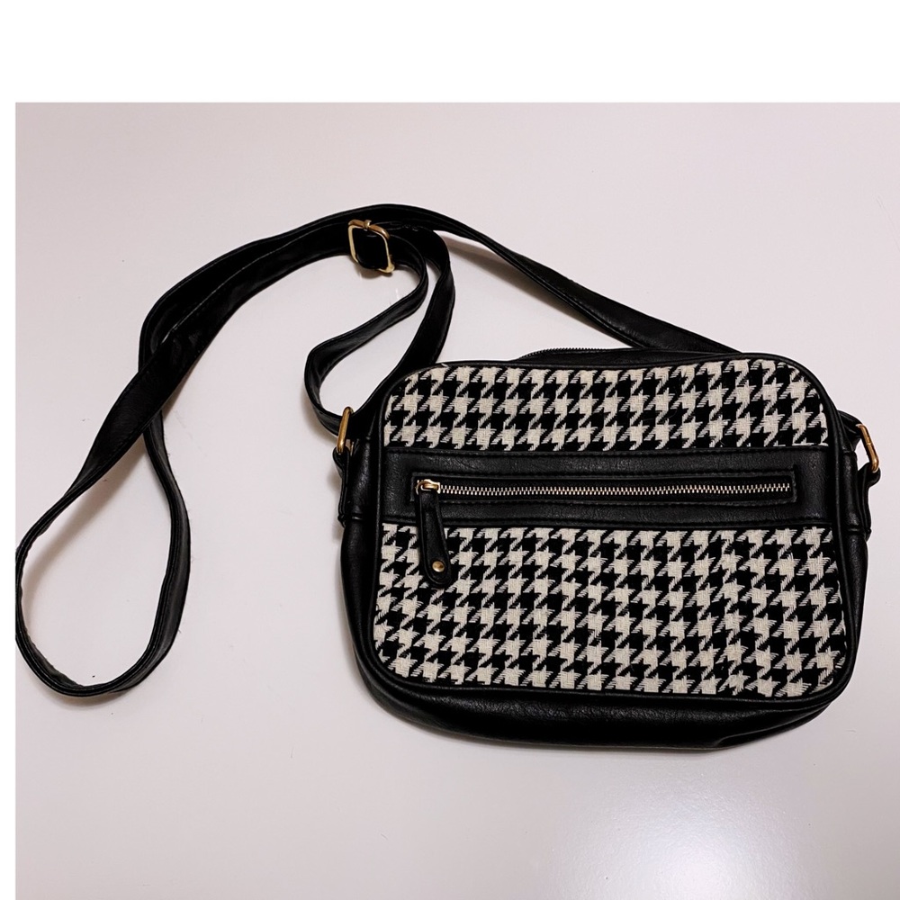 Black and White Plaid Crossbody Bag